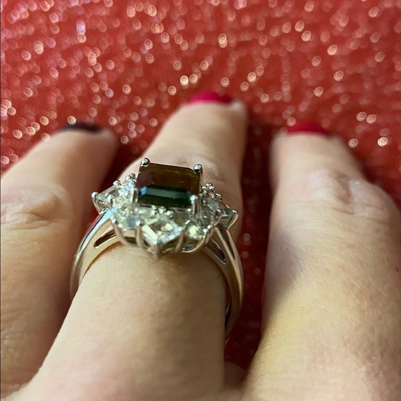 Green Chrome Diopside Rhodium Over Silver Ring - Picture 8 of 11